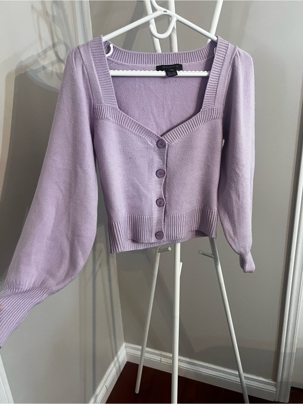 French Connection Lavender Square-Neck Button Cardigan - Picture 3 of 5